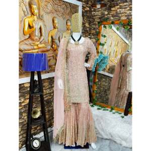 Designer Indian & Pakistani Clothing Fancy Dupatta with Party Wear <b>Top</b> and Sharara - Product Image 5