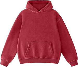 Sweat à capuche rouge délavé pour homme, en coton vintage, coupe oversize, style streetwear, personnalisable OEM, vente en gros - Product Image 1