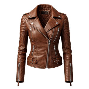 Women Genuine <b>Leather</b> Coat Ladies Classic <b>Long</b> Style Slim Fit Zip-Up Black Customized Logo Factory Price Wholesale OEM - Product Image 1