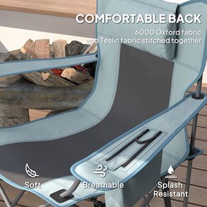 2 Pack sedie da campeggio a dondolo pieghevoli grigie portatili con poggiatesta Comfort borsa frigo portabicchieri borsa portabicchieri - Product Image 5