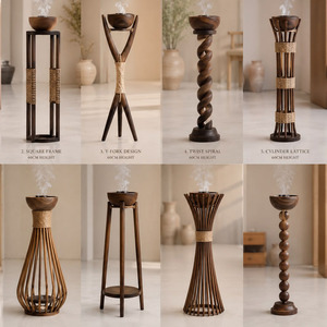 Ce brûleur d'encens en bois présente un design de galets empilés avec un plateau supérieur pour un look zen et moderne, idéal pour la fragrance d'intérieur. - Product Image 6