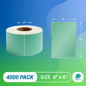 Confezione 4000 termica diretta 4 \ "X 6 \" rotoli autoadesivi verdi 3 etichette per imballaggio in bianco di carta per spedizione postale - Product Image 2