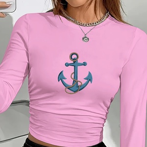 เสื้อเชิ้ตแขนยาวผู้หญิงลายถักเชือกสมอเรือสไตล์วินเทจ Y2K - Product Image 4