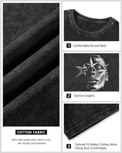 Graphic Tees Streetwear T-<b>shirts</b> Vintage Unisex 100% Cotton <b>Waffle</b> Fabric Breathable Acid Washed Oversized Summer Loose Fit - Product Image 5