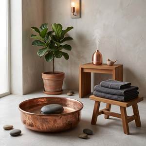 Handcrafted Copper Pedicure Bowl Professional Foot Soaking <b>Basin</b> Luxury Salon Therapy Decorative Metal Product - Product Image 2