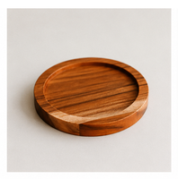 Ensemble de sous-verres personnalisables en bois d'acacia naturel de luxe, faits à la main, bords surélevés, résistants à la chaleur, antidérapants, emballage avec logo personnalisé