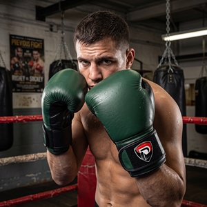 Dumela International <b>Green</b> <b>Black</b> White Leather Boxing Gloves Professional Training Gear Logo Design - Product Image 2