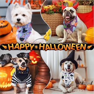 Pañuelos triangulares para mascotas de Halloween con estampado de calabaza y fantasma, accesorios festivos personalizados para el Día de las Brujas - Product Image 5