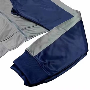Unisex Gray <b>White</b> Color Blocking Tracksuit Set Full <b>Zip</b> Jacket Jogger Pants Breathable Polyester Cotton Sporty Casual Autumn OEM - Product Image 6