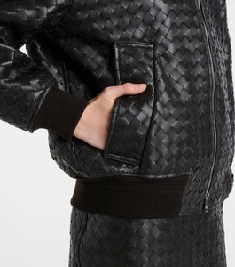 Veste de luxe pour homme en cuir véritable tissé, avec fermeture éclair robuste, col montant, séchage rapide, imperméable, style créateur, tendance - Product Image 4