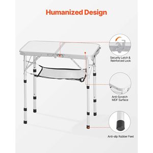Tavolo da campeggio portatile e pieghevole in alluminio da esterno 2ft con altezza regolabile - Product Image 6