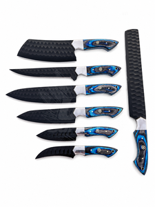 Juego de Cuchillos de Chef de Lujo de 7 Piezas, Hechos a Mano, con Mango de Madera, Hojas Afiladas Profesionales, Venta al Por Mayor OEM - Product Image 1
