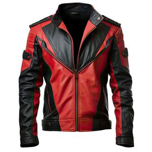Windproof Leather Breathable Solid Plaid <b>Long</b> Sleeves Winter Streetwear <b>Men's</b> Leather <b>Jacket</b> High Quality New Fashion Smart - Product Image 1