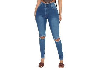 Jean en denim droit taille mi-haute pour femme, coupe régulière, grandes tailles, 100 % coton écologique, longueur pleine - Product Image 5