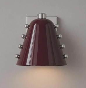 Modern Ceramic Wall Sconce Burgundy Geometric Design Contemporary Indoor Lighting Fixture for Living Room Decor - Product Image 1