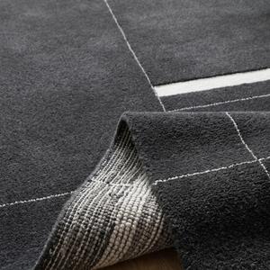 Luxury Modern <b>Charcoal</b> <b>Grey</b> Geometric Hand Tufted Wool Area <b>Rug</b> Abstract Linear Pattern Decorative Carpet for Livin Room - Product Image 6