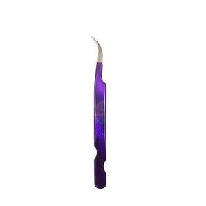 Pincettes courbées en poudre de couleur violette, pour extensions de cils, avec Base, outil de levage de faux cils, outil de soins de beauté, 1 pièce - Product Image 1