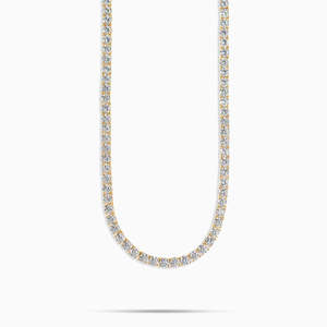 925 Sterling <b>Silver</b> Round Cut Moissanite Tennis Necklace 14K Yellow Gold Plated Luxury Diamond <b>Choker</b> for Women - Product Image 4