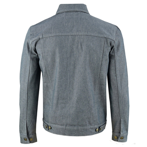 High Quality Custom <b>Men's</b> Grey Denim <b>Jacket</b> Slim Fit Vintage Streetwear Casual Cotton Button Up <b>Trucker</b> Jean <b>Jackets</b> <b>Men</b> - Product Image 5