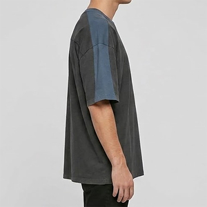 เสื้อยืดคอกลมทรงหลวม แขนเสื้อแบบดรอปโชว์เดอร์ สีสันตัดกัน สำหรับผู้ชาย คุณภาพสูง สวมใส่สบาย น้ำหนักเบา ขายดี - Product Image 2