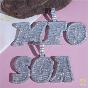 Custom" MFO" <b>Name</b> Pendant Moissanite Diamond Hip Hop Necklace Iced Out Cuban Link <b>Chain</b> Jewelry - Product Image 2