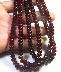 ลูกปัดพลอยโกเมนสีแดงธรรมชาติคุณภาพสูงจาก Gems Valley ขนาด 15 นิ้ว ร้อยเป็นเส้น แบบเรียบ ขัดเงา ขนาด 5-8 มม. จากโมซัมบิก รูปทรง Rondelle สำหรับงาน DIY - Product Image 2
