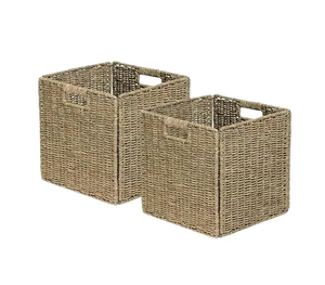 Cestas de Almacenamiento de Mimbre Natural Cuadradas con Asas, Cesta Rústica Multiusos para Organización - Product Image 3