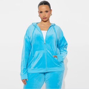 Ensemble 2 pièces personnalisé pour femme : sweat à capuche zippé et pantalon de survêtement large en molleton de coton épais 380 GSM - Product Image 5