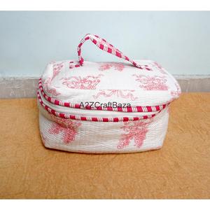 ชุดกระเป๋าเครื่องสำอางผ้าฝ้ายควิลท์ทำมือ 100% จำนวน 3 ใบ กันน้ำ ใช้ซ้ำได้ กระเป๋าใส่เครื่องสำอางขนาดเล็กสำหรับห้องนั่งเล่น - Product Image 3