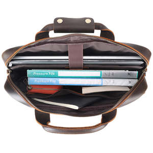 Maletín de Cuero de Grano Completo, Bolso Mensajero de Cuero Clásico, Maletín de Negocios para Viajes de Oficina y Uso Diario - Product Image 2