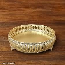 Plateau Urli en métal doré de forme lotus de qualité supérieure pour la décoration de la maison, support traditionnel pour fleurs flottantes et bougies chauffe-plat pour Diwali - Product Image 4