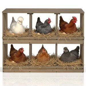Cajas de Nidificación para Gallinas, 6 Compartimentos, Caja de Madera para Poner Huevos, Color Gris, para Gallinas, Patas de Gallina y Patos - Product Image 1