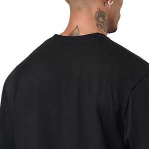 Camiseta negra de cuello redondo extragrande para hombre, ropa informal de manga corta, ligera, transpirable, a la moda de verano, mezcla de algodón - Product Image 4