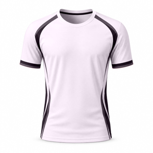 Maillot de football pour homme, blanc et noir, à blocs de couleur, manches courtes, col rond, en polyester respirant, coupe athlétique - Product Image 5