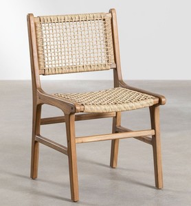 Modern Scandinavian Wood Dining Chair With Handwoven Rattan Seat And <b>Backrest</b> Stable Home Furniture For Dining Room - Product Image 1