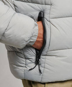 Men's <b>Light</b> Gray <b>Puffer</b> <b>Jacket</b> Stand Collar Zipper Closure Windproof Polyester Wadding Winter Casual Coat - Product Image 6