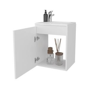 Integrated White <b>Bathroom</b> <b>Vanity</b> with Sink and Faucet - Product Image 6