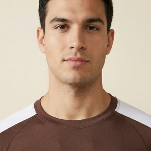 Men's Brown Compression T-Shirt Short Sleeve O-Neck Slim Fit Quick Dry Sporty Athletic Wear - Product Image 3