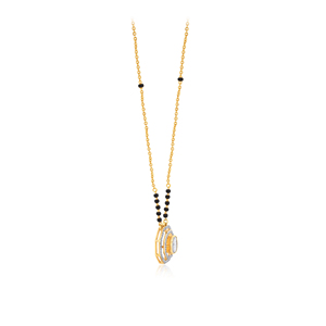 Collier pour femme en or rose 14 carats plaqué or, diamant de laboratoire taille ronde avec perles noires, style classique, certifié IGI, pour usage quotidien - Product Image 2