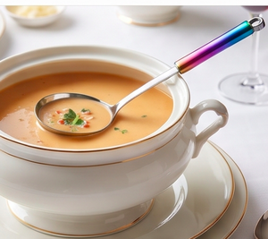 Cuchara de Servir Moderna de Acero Inoxidable con Mango Arcoíris, Acabado Espejo de Alta Calidad, Resistente al Óxido, para Uso en Catering - Product Image 3