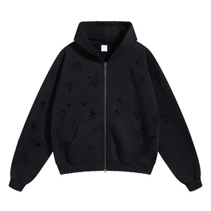 Nuevos productos de otoño e invierno, sudadera con capucha y cremallera de doble extremo con orificios, 450g, cárdigan informal holgado y moderno, chaqueta para hombre - Product Image 5