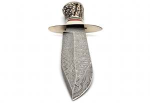 Outil artisanal en acier à profil large, à motifs, avec manche en bois de cerf, pièce de présentation de prestige - Product Image 3
