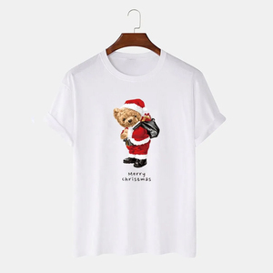 Merry <b>Christmas</b> Men's Knitted Short Sleeve T-<b>Shirt</b> Regular Fit 100% Cotton Solid Casual O-Neck Breathable Quick Dry Streetwear - Product Image 1