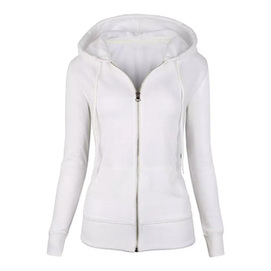 Sudadera con capucha delgada de alta calidad para mujer con cremallera y opción de logotipo personalizado con impresión en relieve, sudaderas de alta calidad de tela tejida para mujer - Product Image 3