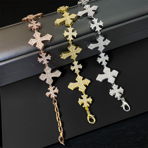 Bracelet tennis croix en diamant naturel taille émeraude, plaqué rhodium or blanc, certifié IGI, style Hip Hop Rock, unisexe, anniversaire - Product Image 4