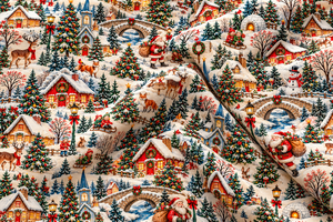Tissu en coton tissé pour le village de Noël, matériau de couture pour les loisirs créatifs textiles de maison - Product Image 3