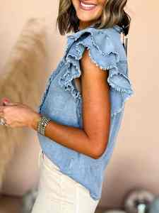 Colección Signature: Top de Mezclilla para Mujer, Estructura Limpia, Material Flexible, Acabado Pulido, Elegancia Cotidiana, Diseño Único - Product Image 4