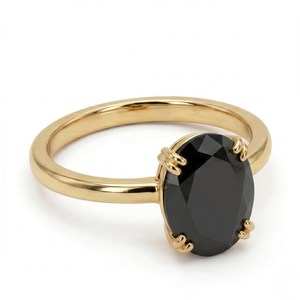 Anillo Solitario Ovalado de Moissanita Negra de 5CT para Unisex, Oro Sólido de 14K, Estilo Único y Elegante, Regalo para Enamorados - Product Image 2