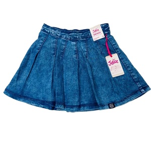 Falda vaquera plisada azul personalizada para mujer adulta, estilo Justice, 72% algodón, 26% poliéster, 2% elastano, proveedor de Bangladesh - Product Image 1