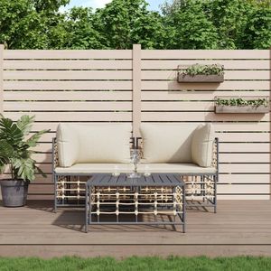 Set Lounge da Giardino Antracite con Struttura in Metallo e Cuscini, Divano a 2 Posti per Esterni, Design Contemporaneo - Product Image 1